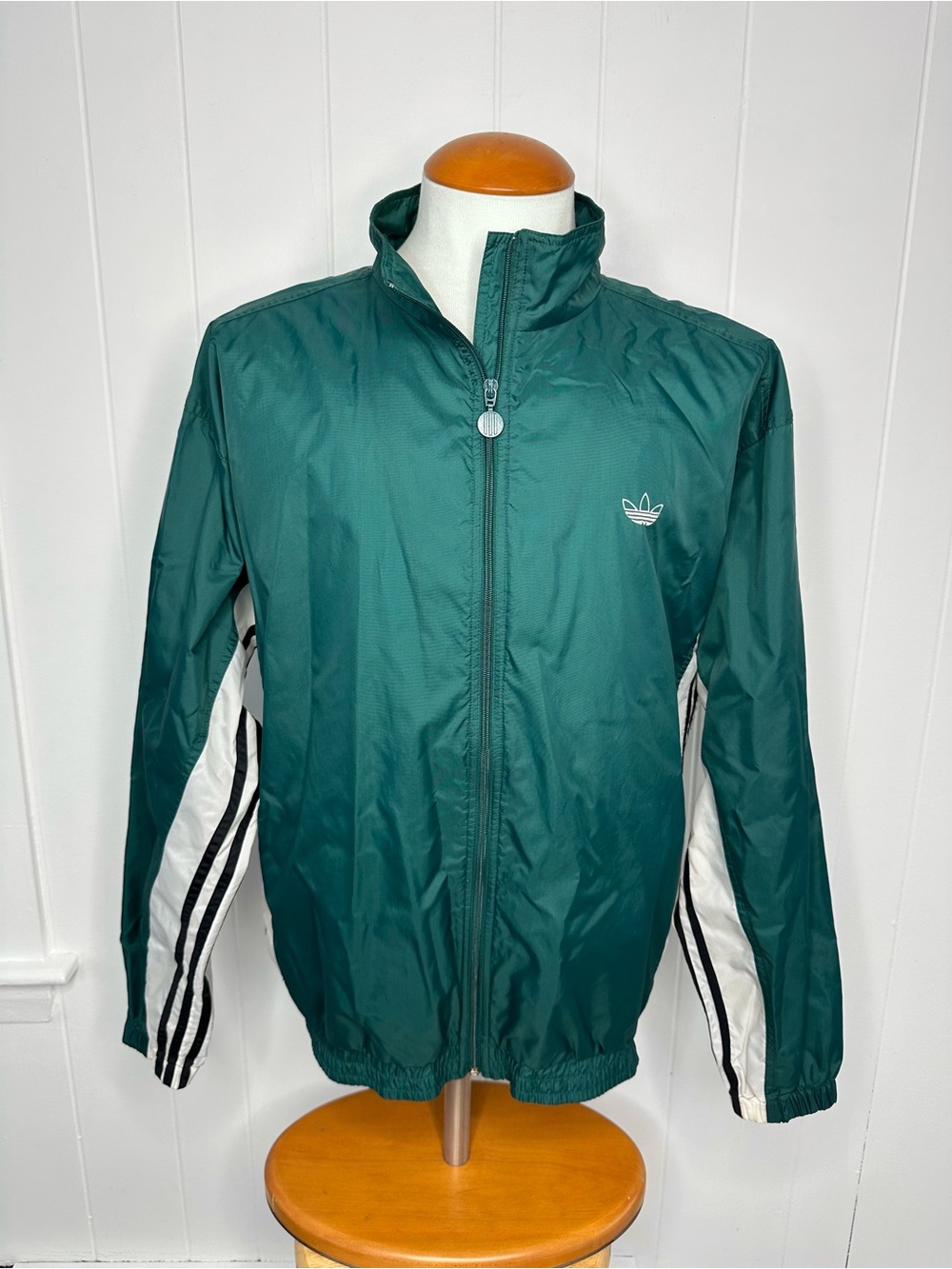 Vintage 90s Adidas Green Trefoil 3 Stripes Track Jacket